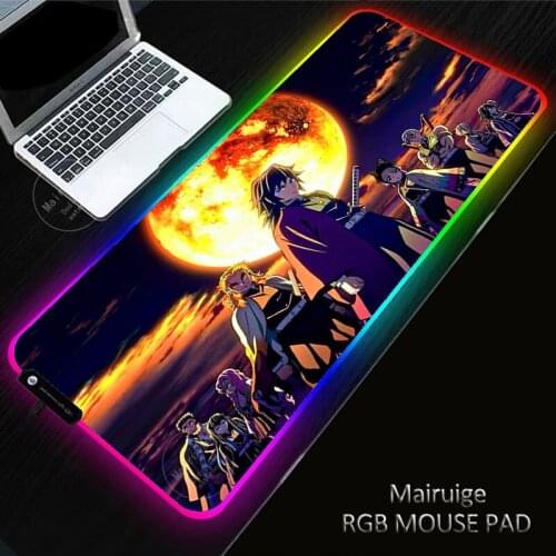 RGB Gaming Demon Slayer Anime Mouse Pad Computer Gamer Mousepad Large Game Rubber No-slip Mouse Mat Big PC Laptop Keyboard Desk