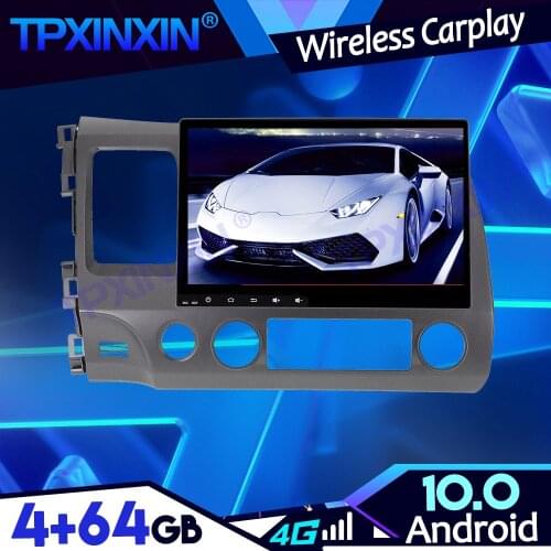 IPS Carplay Android 10.0 PX6 4G-64G For Honda CIVIC 2006-2011 DSP Tape Recoder Multimedia Player Head Unit Navi GPS Auto Radio