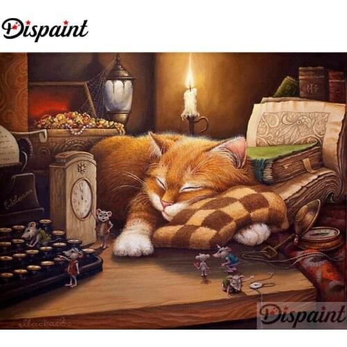 Dispaint Square Round Drill 5D Diamond Painting Environmental Crafts Full Diamond Embroidery "Animal cat" Home decor A12560