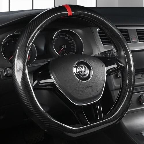 D Shape Leather Car Steering Wheel Cover Four Seasons Steering Wheel Hubs for VW GOLF 7 8 2015 POLO JATTA Interior Accessories