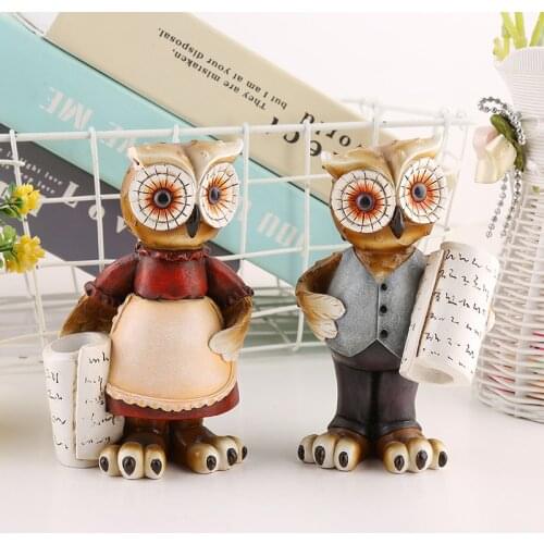 Creative Resin Owl Ornament Home Decoration Accessories Decor Figurine Modern Miniature Figurines Decoracao Christmas Gift