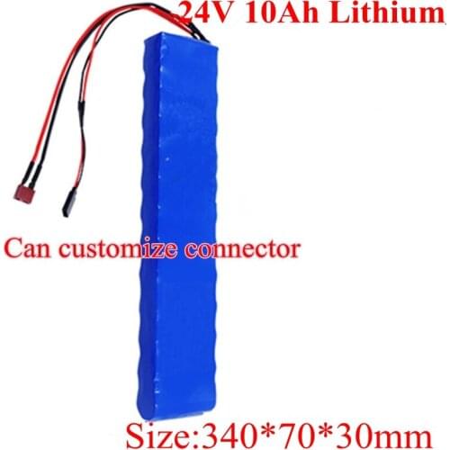 24V 10Ah Lithium Battery Li Ion 26650 Battery with BMS for 36v Electric Bike 250w Motor E Bike Battery + 25.2V 2A Charger