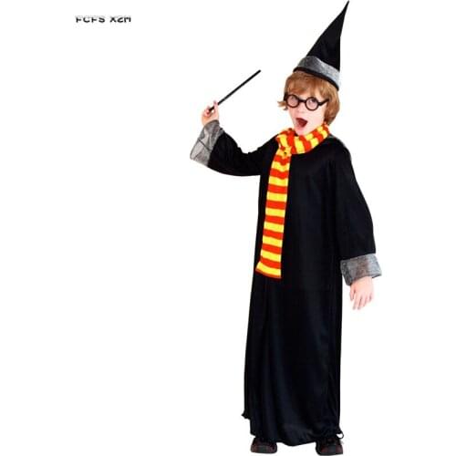 M-XL Boys Halloween Magician Costumes Kids Children Magic Robe Cosplay Carnival Purim parade Stage Play Masquerade party dress