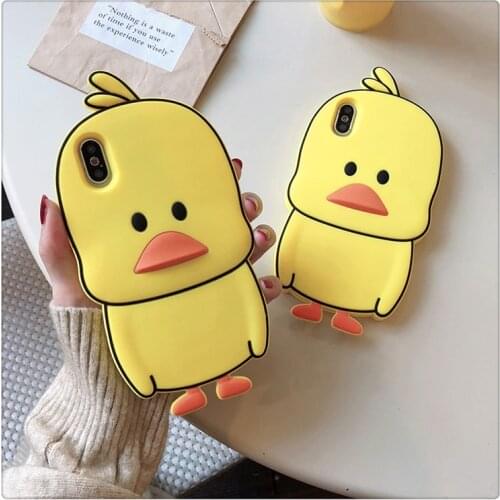3D Cartoon Cute Yellow Duck Silicone Back Cover For iPhone 5 5s SE 5C 6 6s 7 8 Plus X XR Xs 12 Mini 11 Pro Max Phone Case Fundas