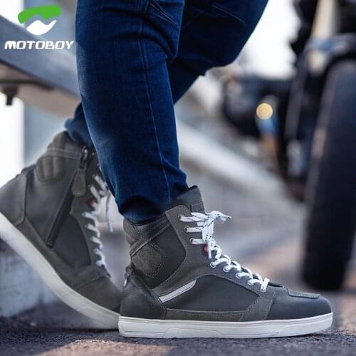 Motoboy Motorcycle Boots Moto Riding Boots Genuine Leather Sports Biker Chopper Cruiser Touring Shoes Motorcycle Shoes Boots