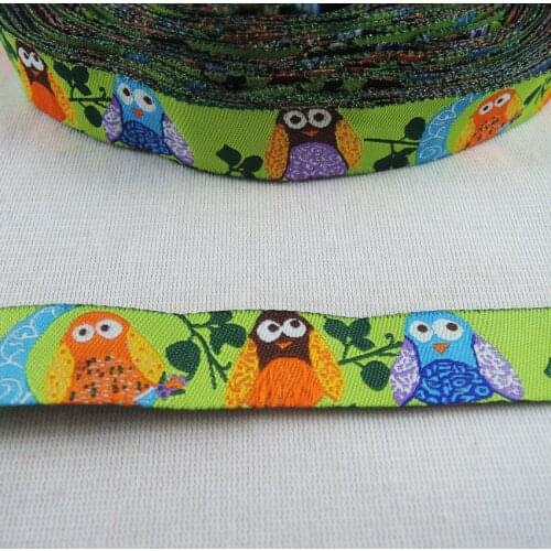 2017 NEW Animal Owl Woven Jacquard Ribbon Trim Wholesale cartoon dog chain accessories 5/8" 16mm 10Yards/lot CX20