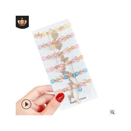 New fashion cartoon childrens princess glass beaded cute girl baby student bracelet jewelry