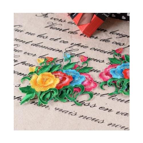 10cm x 6cm Super beautiful flowers affixed cloth quality baby clothes cos costumes embroidered flowers one pair Patch stickers