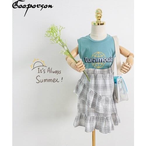 Toddler girls Clothes Fashion Kid Girls Cotton Shirt & Plaid Skirt Children Summer Clothing Suit High Quality Clothes for Kids