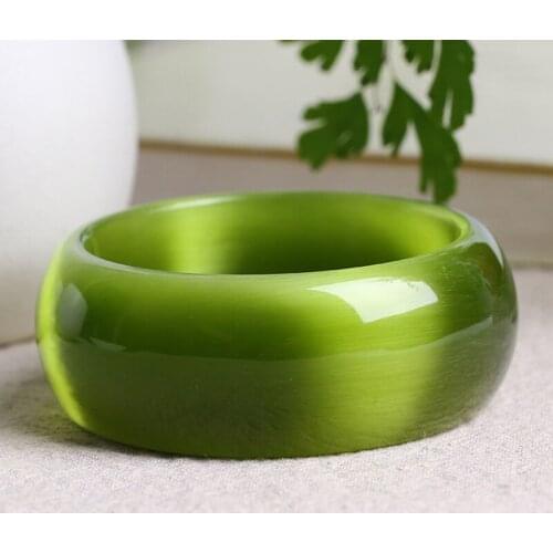 Wholesale Genuine Green Natural Cat Eye Stone Bangles Lucky For Women Gift Fresh Simple Crystal Bracelet Jewelry Accessories