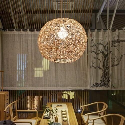 Garden Hemp Ball Pendant Lightings Modern Simple Creative Tufted Vetch Dining Room Living Room Balcony Bedroom Hanging Lamps
