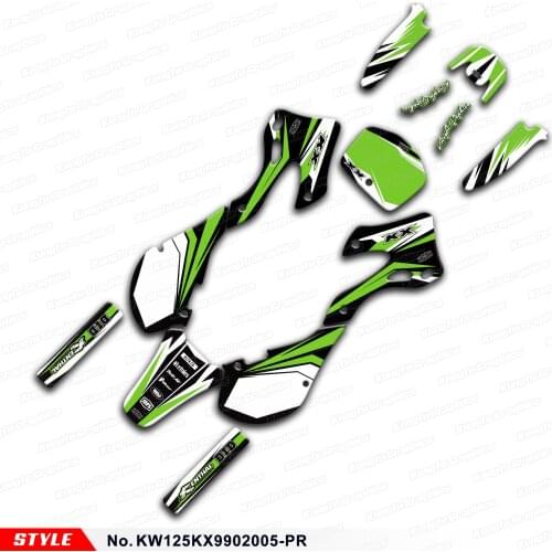 Aftermarket Team Stickers Motocross Decals Vinyl Wraps Kit for KX125 KX250 1999 2000 2001 2002, Style No.KW125KX9902005-PR