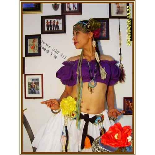 ATS BELLY DANCE Renaissance Crop Top Pirate Wench Gypsy Fairy Costume Peasant Crop Top Tribal Choli Top T01-T05