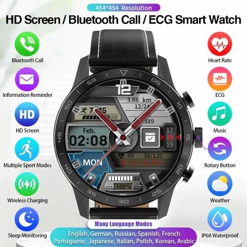New Smartwatch Bluetooth Call 454*454 HD 1.39 Screen ECG PPG Rotary Button Wireless Charging Smart Watch For Men Long Battery