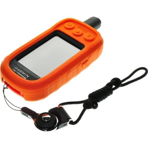 Protect Silicone Case Skin + Black Detachable Ring Neck Strap Lanyard for Handheld GPS Garmin Alpha 100 Alpha100 Accessories