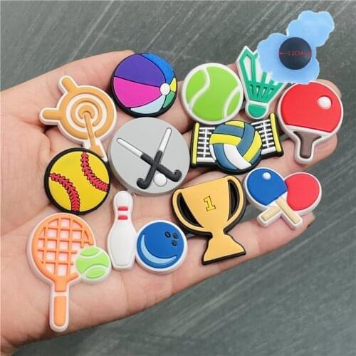 1pcs Table Tennis Badminton PVC Garden Shoes Accessories Shoe Decorations Fit Croc Jibz Charm Kids Holiday Gifts
