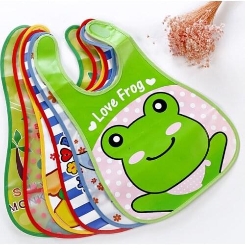 1pcs Safety Bib Adjustable Baby Bibs Plastic Waterproof Lunch Feeding Bibs Baby Cartoon Feeding Cloth Children Baby Apron De
