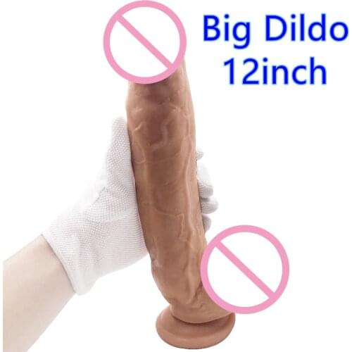 12 Inches Huge Black Realistic Silicone Dildo Suction Cup Big Artifical Penis Thick Cock Giant Dildos for Woman Sex Toy