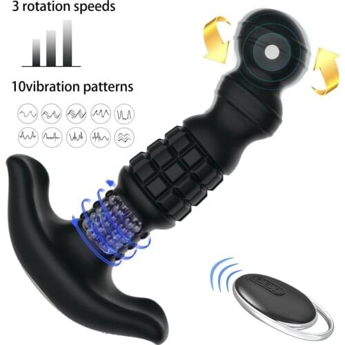 360 Degree Rotating Prostate Massager for Men Anal Vibrator Wireless Remote Control Dildo Vibrator Anal Plug Dilator Sex Toys