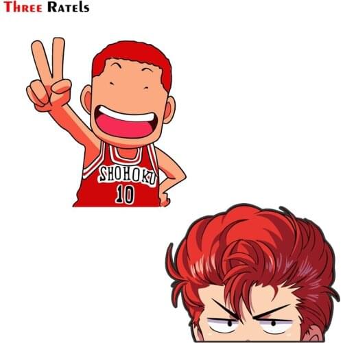 Three Ratels FC147 3D Funny SAKURAGI PEACE Peeking Car Sticker Waterproof Motorcycle Bumper Window Decal Vinyl Sticker