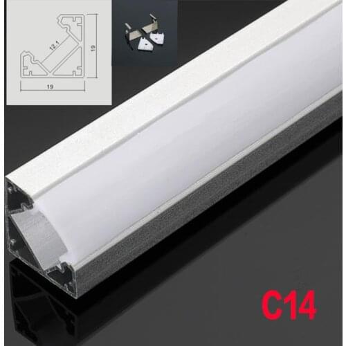 C14 5 Sets 50cm V Shape LED Bar Lights Aluminum Channel Profile With Cover, End Caps and Mounting Clips for Under cabinet Lights