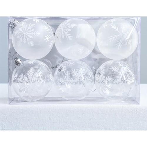 6PCS Fashion Transparent Christmas Ball DIY Clear Matte Snowflake Ball Ornament Christmas Tree Ball Decoration For Festival
