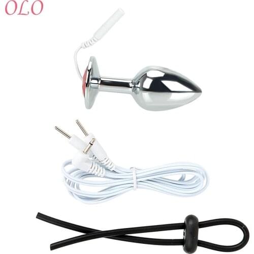 OLO Anal Plug Cock Ring Sex Toys For Men Electric Shock Set Penis Stimulator Electrical Climax