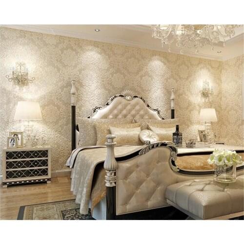 Beibehang European classic 3d aesthetic relief gold foil non-woven 3d wallpaper living room bedroom background papel de parede