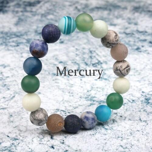 Universe Premium Space Planets Mercury Bracelet 10mm Natural Stone Beads Bracelet Chakra Yoga Bracelet Dropship Jewelry Wholesal