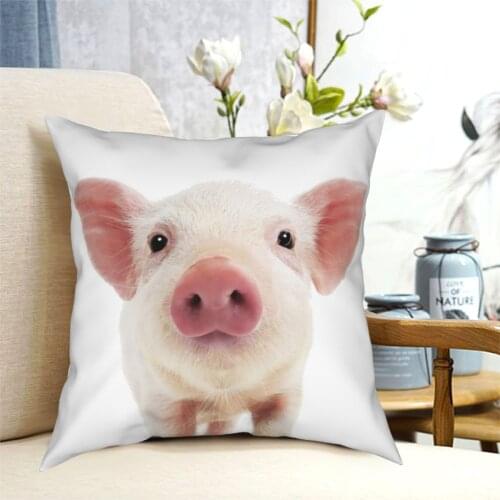 Baby Pig Portrait Animal Pillowcase Soft Polyester Cushion Cover Decor Throw Pillow Case Cover Living Room Square 45*45cm