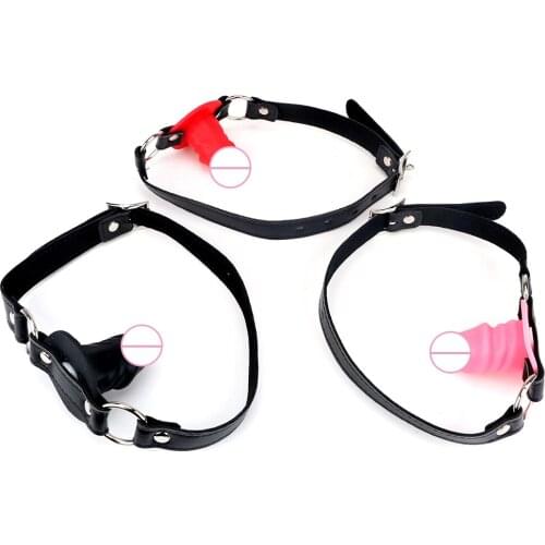 3 Colors SM Bondage Oral Fixation Small Sex Toys With Locking Buckles Penis Gag Slave Dildo Mouth Gag for Couples Fetish