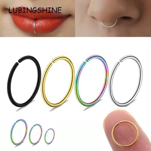 2 Pcs/lot Hip Hop Surgical stainless Steel Small Round Nose Ring Body Clip Hoop for Women Men Cartilage Piercing Punk Jewelry