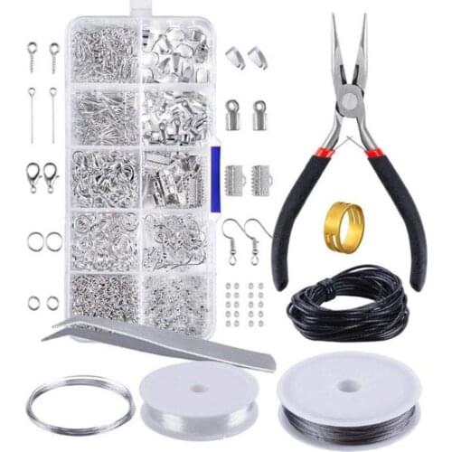 Rhodium/Gold Color DIY Handmade kit 1 SET JEWELRY MAKING KIT, FINDINGS/PLIERS/Jump Rings Fit Jewelry Accessories for DIY