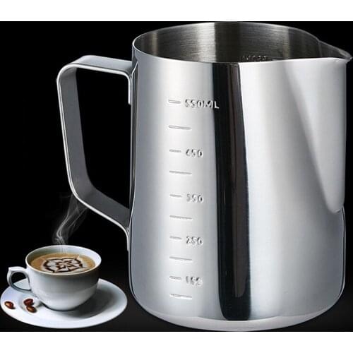 Milk Frothing Pitcher Pull Flower Cup Cappuccino Coffee Pitcher Pot Espresso Cups Latte Milk Frother Frothing Jug With Scale