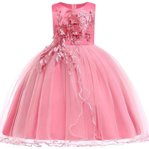Summer girls princess Dress Kids Elegant sequined Flowers Princess party Dress anniversaire enfant Dresses for girls robe fille