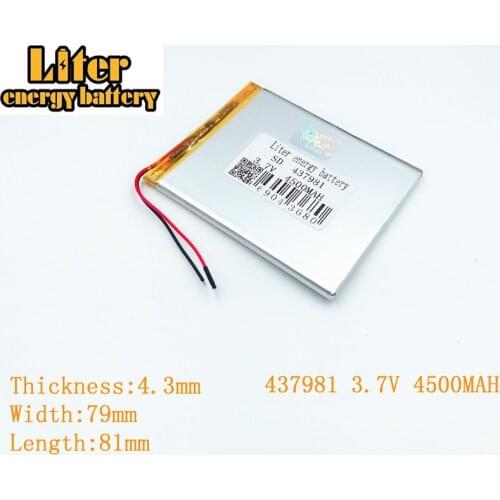 437981 3.7V 4500mah Lithium polymer Battery for 3.7v 4500mah 437981 PLUG PDA Tablet PC Digital Products rechargeable battery