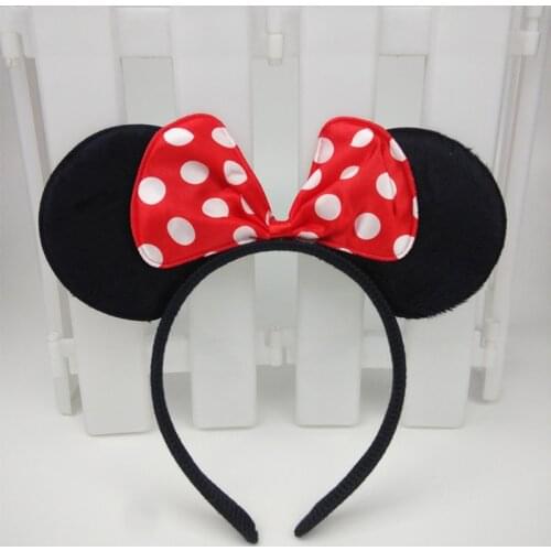 Mickey Mouse party Ears Solid Black Red Bow Headband Set first birthday party baby favor Small gifts Mickey collection gifts
