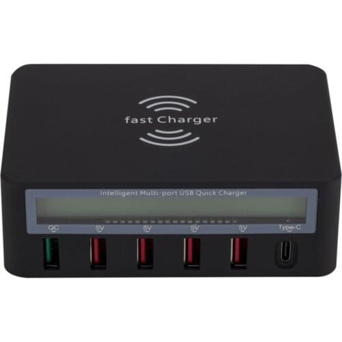 Multi-port 50W USB Charger 6-port Charging Station Smart Fast Charging Dock Wireless Charger US Plug