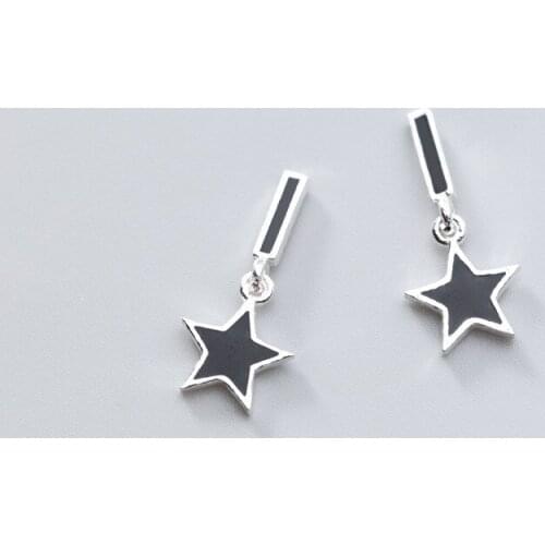 Fashion 925 Sterling Silver Black Star Drop Earrings for Women Nickel Free Wedding Gift Jewelry brincos pendientes eh515