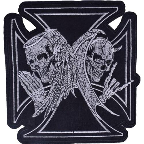 Ride Skull Motorcycle Embroidery Iron On Patch Clothes Skull Custom Punk Biker Cut Stickers Iron Patches For Clothing