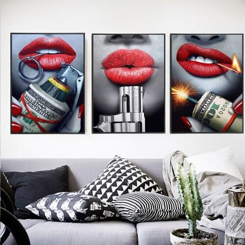 Wall Art Canvas Poster Print Lip Painting For Living Room Pub Picture Wall Art Large Modern Pictures Home Decor Movie Poster