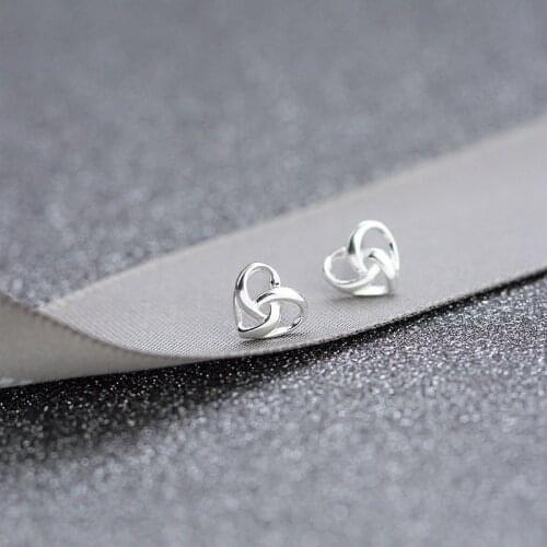 2021 Xuanpais New S925 Pure Silver Needle Twining LoveEarrings Simple Earrings Irregular Peach Heart Earrings Female Earings Je