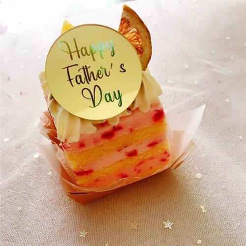 New Gold Acrylic 3D Round Happy fathers day Cake Topper Best DAD Cake Topper fathers day Party Cake Decoration 5 cm circle