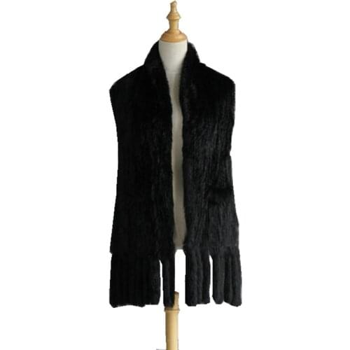 Autumn Winter Womens Real Knitted Rabbit Fur Pashmina Shawls With Tassels Lady Warm Scarf Handmade Neck Warmers VF7022