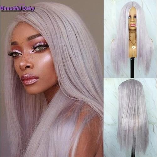 Beautiful Diary Long Purple Synthetic Wigs Futura Hair Silky Straight Wig Heat Resistant Fiber Synthetic Wig