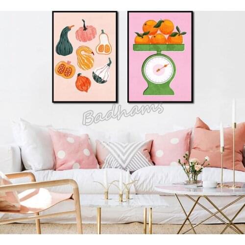 Badhams Home Decoration Canvas Painting Fruits Vegetables Poster Modern Kitchen Decoration Waterproof Ink Painting