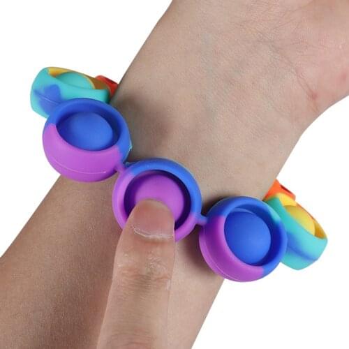 Fidget Reliver Stress Toys Rainbow Bracelet Push Bubble Antistress Toys Adult Children Sensory Toy To Relieve Autism
