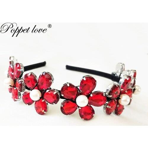 Wedding Crystl Flower Imitation Pearls Headbands Vintage Bridal Hair Accessories Metal Crown Bouquet CollectionHandmade winding