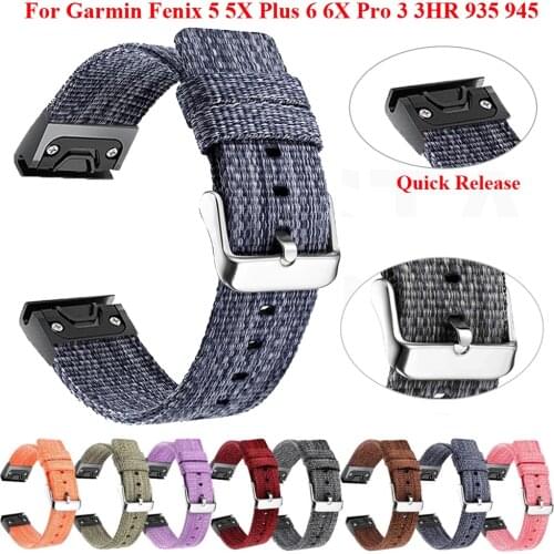 22 26mm Nylon Watch Band Wrist Strap For Garmin Fenix 6 6X Pro 5X 5 3HR Forerunner 935 945 Quick Release EasyFit Bracelet Correa