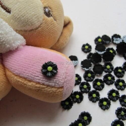 RF15-1 30pcs Cute Black Sunflower Shape Nail Resin Decoration Outlooking